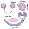 TSHAOUN 4 Piece Animal Costume Set Mouse Ears Headband Grey