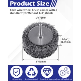 Rocaris 2 Pack Wire Brush for Drill Set,3 Inch Wire Wheel for Drill Attachments,Heavy Duty Wire Wheel Removal Paint Rust & Corrosion, 0.0118" Carbon Steel Wire, 1/4in Shank, 20000RPM