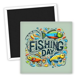 Angeln Fishing Day - Kühlschrankmagnet bunte Fisch Motive - Magnetische Deko für Angler - Geschenk für Angler - Fischerei Fanartikel - kreative Kühlschrankmagnete - starke Magnete