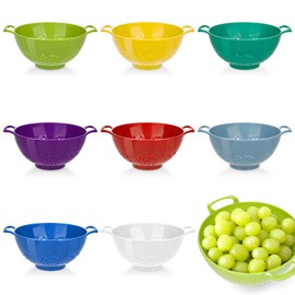 8 Pack Small Colander for Kitchen Mini Plastic Strainer Dish Safe for Veggies Berry Fruits Food 7.87 x 7.87 x2.83 Inch Dishwasher Safe