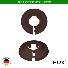 FUX Pack of 2 Single Rosettes for Heating Pipes, Covers, 15 mm, 18 mm, 22 mm, Polypropylene, Black, Brown and Grey Tones (18 mm, Nut Brown RAL 8011)