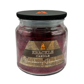 Krackle BlackBerry Bourbon Scented Candle | 16oz Jar | Long Burn | BlackBerry, Bourbon & Basil | Wooden Krackle Wick | Cozy Sophisticated Gift Candle