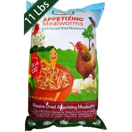 Amzey Freeze Dried Mealworms Non-GMO Organic Bul for Wild Blue Bird Food Chickens Hen - 11 LB