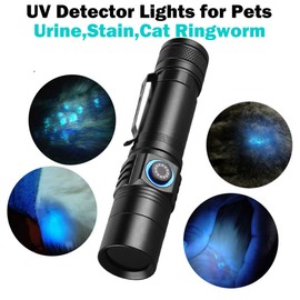 I0DO 365nm Shortwave Uv Light for Minerals Rock Hunting Black Strong Blacklight Flashlight Resin Curing, Pet Urine Detector, AC Leak Blood Tracking Hunting, 5W UV Flashlight Rechargeable
