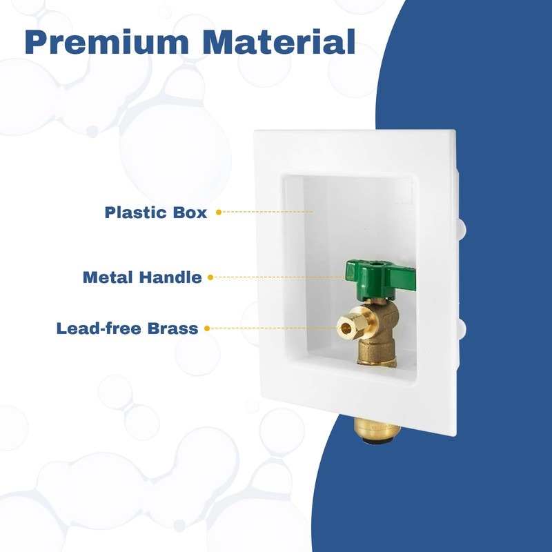 1-PACK GUOFIS Icemaker Outlet Box with 1/2" Push-fit Inlet Connect,