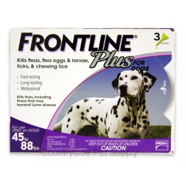 Frontline Plus for Dogs 45-88 lbs 3 Pack Genuine USA