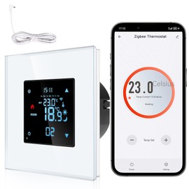 CNBINGO Zigbee Smart Thermostat Unterputz mit Fühler, Digitaler Raumthermostat für Wasser Fußbodenheizungen und Boiler, kompatibel mit Alexa und Google Assistant, Sprachsteuerung, Weiß