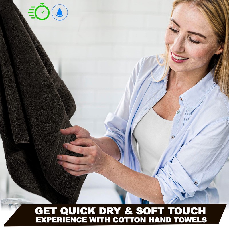 Towelogy® Premium Large Hand Towels Set 100% Combed Ring Spun