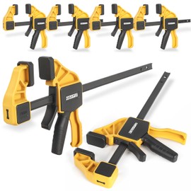 EQUIPTZ 6 Pack Bar Clamps for Woodworking – 2 Pcs 12" & 4 Pcs 6" Quick Grip Clamps Set with 150 lbs Force – Wood Clamps for Gluing, Carpentry, DIY, and Metalworking (Combo Sizes, 6 Pack)
