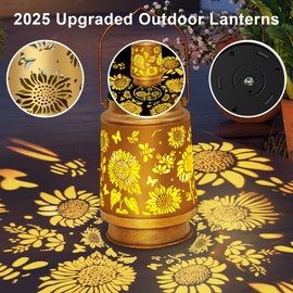 Solar Lanterns Outdoor Waterproof Hanging Solar Lights, Sunflower Garden Decor Birthday Gifts for Women Mom, Hanging Metal Garden Lights for Yard Patio Lawn Landscape,Gifts for Mother's Day