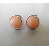 Stud Earrings made of Jade Apricot Silver-Plated