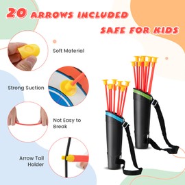 Nightcore Kids Bow and Arrow, LED Light Up Archery Bow w/ 20 Suction Cup Arrows, Standing/Hanging Target & Quiver, Bow and Arrow Set for Indoor Outdoor Games, Gift for 3+ Years Old Boys and Girls