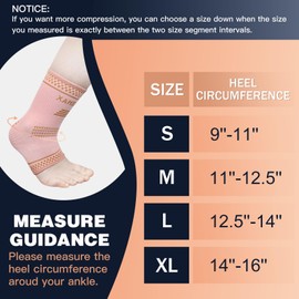 INDEEMAX Copper Ankle Brace for Women Men, Left and Right Foot Compression Support Sleeve Ankle Wrap Socks for Plantar Fasciitis, Sprained, Football, Running (Golden Pink, X-Large)