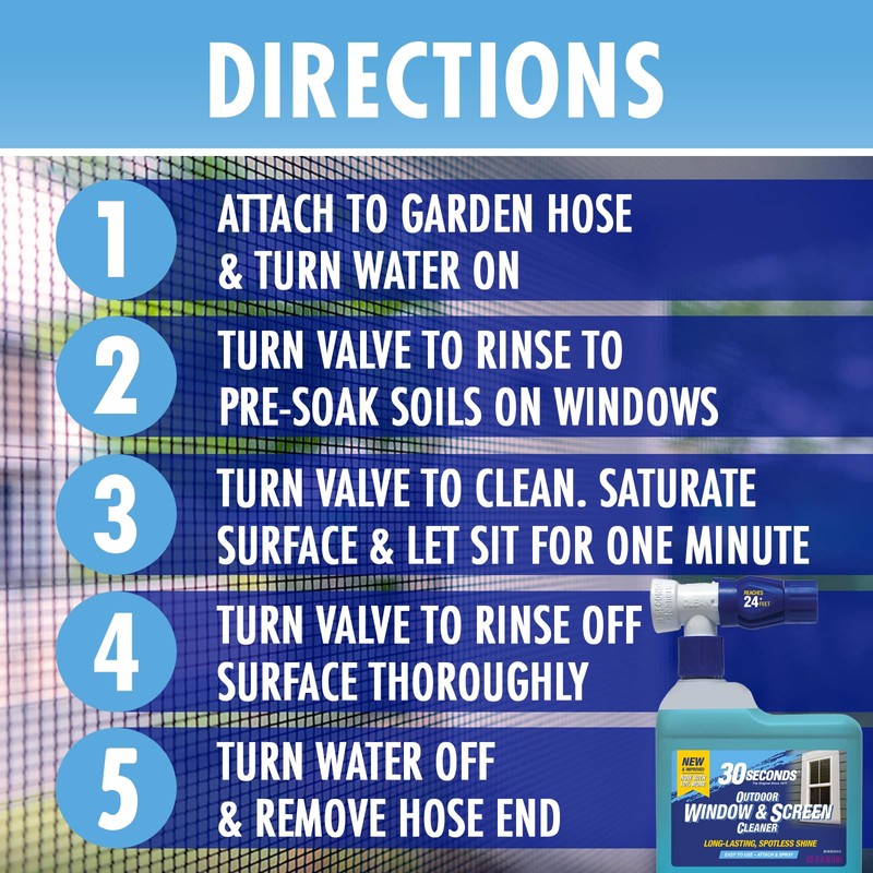 30 SECONDS Outdoor Window & Screen Concentrated Cleaner for Glass,