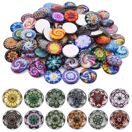AEIOPRS Glass Stones Round Mosaic Dome Glass Cabochons for Photo Jewellery and Decoration 12 mm Mixed Colour Colourful Flower Series Pack of 50