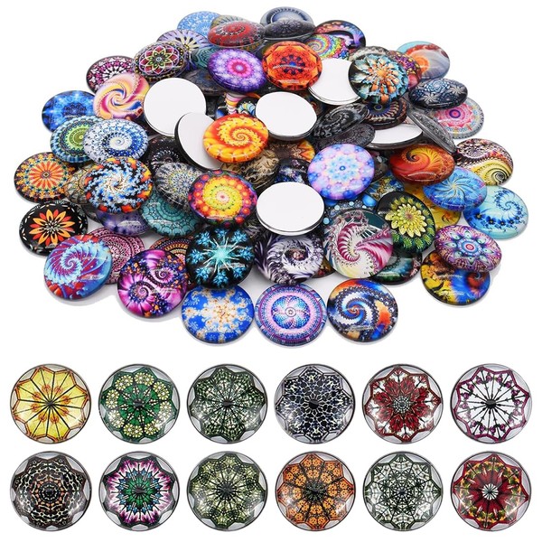AEIOPRS Glass Stones Round Mosaic Dome Glass Cabochons for Photo