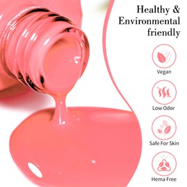 CANNI Coral Pink Gel Polish, 1Pcs Gel Polish Hot Pink Color Gel Grapefruit Pink Polish Nail High Gloss Soak Off U V Gel Nail French Nail Manicure Salon DIY