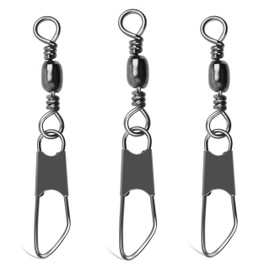 SILANON Barrel Fishing Swivel with Safety Snap -120pcs High Strength Barrel Snaps Swivel Fishing Tackle Line Connector Solid Rings(Black/Gold)