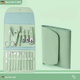 Nail care 16-piece set Nail clippers Toenail clippers Cuticle nippers Face care all-in-one pouch set, 1 set, Apple green / 네일 케어 16종 세트 손톱깎이 발톱깎이 큐티클 니퍼 페이스 관리 올인원 파우치 세트, 1세트, 애플그린