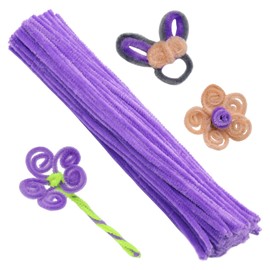 100 Pieces Pipe Cleaners Chenille Stem, Solid Color Pipe Cleaners Set for Pipe Cleaners DIY Arts Crafts Decorations, Chenille Stems Pipe Cleaners (Light Purple)