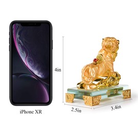 PopTop Brass Golden Resin Feng Shui Statue Chinese Zodiac Animal Tiger Home Office Table Top Decor Figurine Gift Collection PTZY114