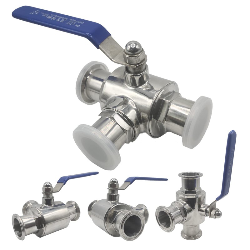 3-Way Ball Valve, 1.5 Inch Sanitary Ball Valve Clamp, 1/2