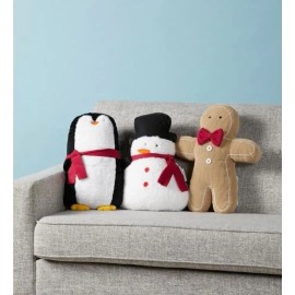Novogratz Christmas Pillows 3 pieces New Snowman Gingerbread man penguin