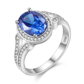 Uloveido Anillo de eternidad para mujer, plata de ley 925, diseño de espinilla azul Azul