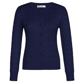 Women Autumn Summer Casual Long Sleeve Cardigans Cropped Crew Neck Crochet Knit Basic Sweater Tops XL Blue