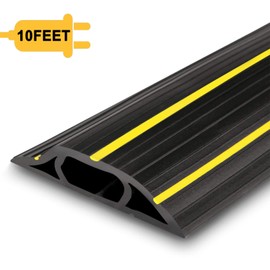 AGPTEK Heavy Duty Floor Cable Cover Cable Protector, 10 Ft Floor Cord Protector 3 Channels Floor Cord Cover (Mid Channel 0.93") Contains Cords, Cables and Wires, Good for Office, Home, or Outdoor