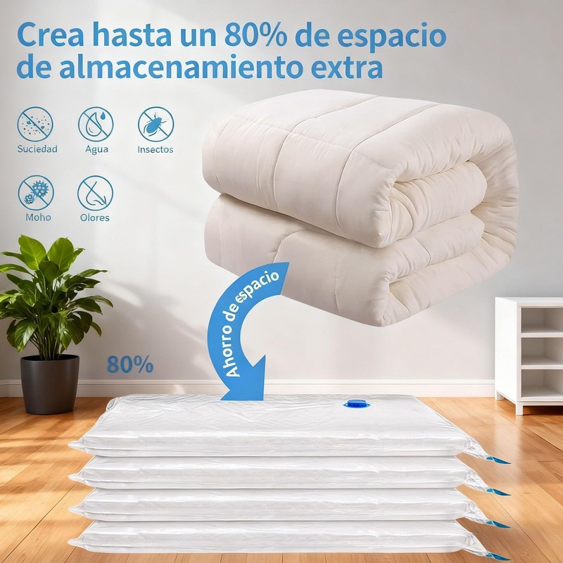 12 Bolsas de Almacenamiento de Compresión para Ropa con Bomba