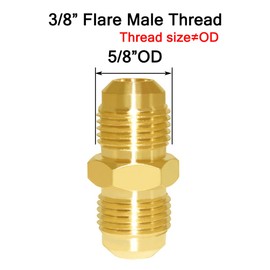 Joywayus Brass Flare Tube Fitting Coupling Gas Adapter 3/8"Flare Male x 3/8" Flare Male Pipe Connector (Pack of 2)