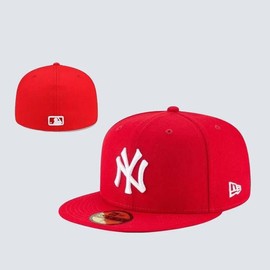 Red NY Color-Blocked Baseball Caps - Unisex L/A & N/Y Design, European Charm, 100% Cotton, Lightweight & Comfortable Headwear:_31
