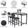 Faux Marble Table Set with 2 Upholstered Chairs, 3 Piece