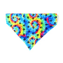 Cotton Reversible Tie-Dye Paws Prints Dog Bandana Accessories Slip Over the Collar Petwear Neckwear