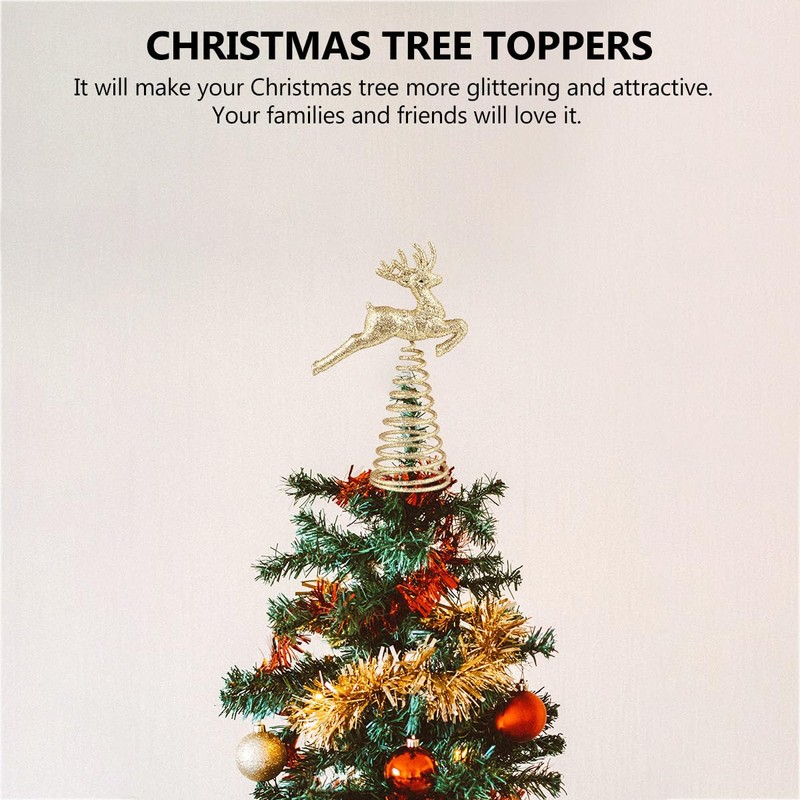 BESPORTBLE Reindeer Tree Topper Gold Tree Topper Glitter Christmas Tree