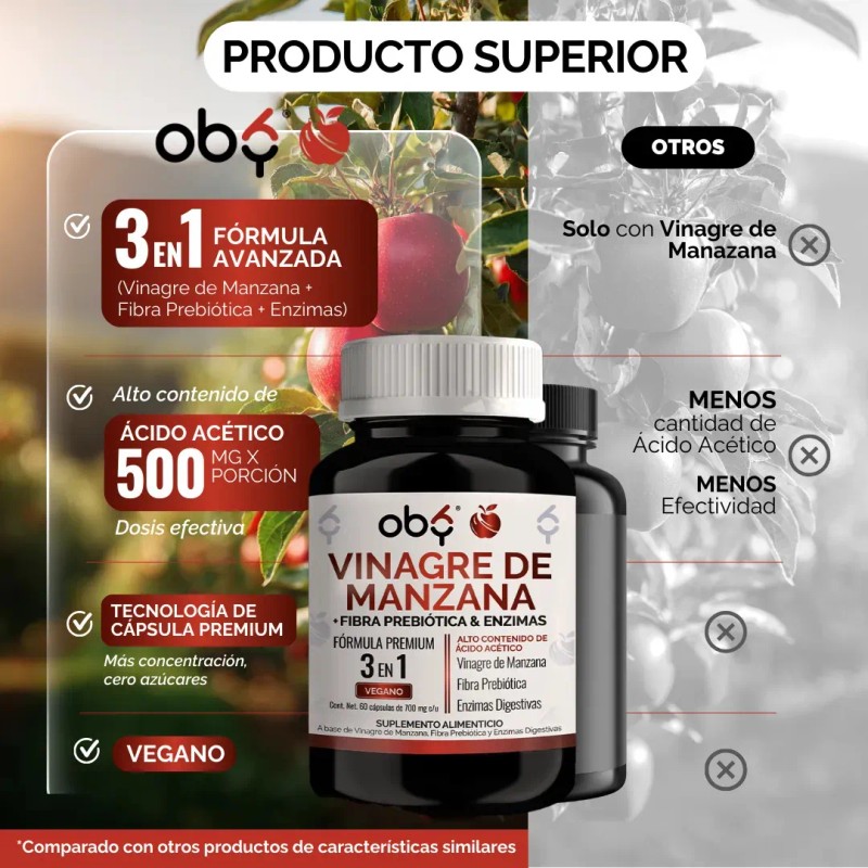 Vinagre Manzana Enzimas Digestivas 700 Prebioticos Inulina Achicoria Capsulas Veganas