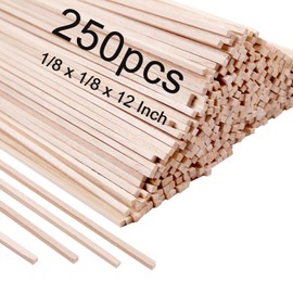250 Pcs Balsa Wood Sticks 1/8 x 1/8 x 12 Inch balsa Wood Strips Hardwood Square Dowels balsa Wood dowels Unfinished Wooden Strips for Craft DIY Supplies Square Wooden dowels Thin Wood Strips Wood