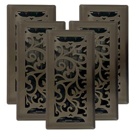 Sierra Grates 4" x 10" Floral Design Floor Register in Metallic Bronze Finish - Vent Covers for Home Floor- Decorative Air Vent Covers- 4” x 10” (Duct Opening)- Case of 5