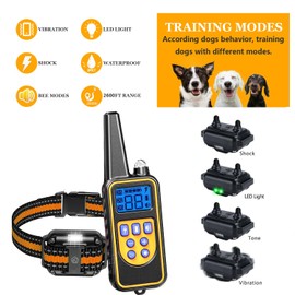 Heaflex Heaflex Dog Shock Collar with Remote, Dog Training Electric Collar, Waterproof Rechargeable, 1640ft Dog Shock Collar with LED Light, Beep, Vibration, Shock for Medium/Large 3 Electronic Collars Dogs