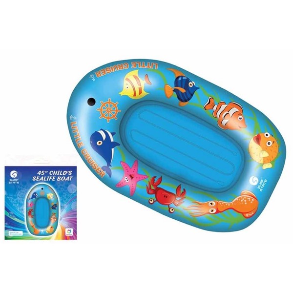 Surf State Childs Sealife Boat | Inflatable Water Fun Float Raft for Kids, Boys and Girls, Inflatable Swim Pool Float, Pool Toy