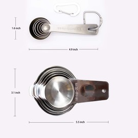 Measuring Cups and Spoons Set, Set of 13, Dishwasher Safe - Premium Heavy Duty Stainless Steel Nesting / Stackable Measuring Cups for Dry or Liquid Ingredients,7 Cups and 6 Spoons , Bonus 1 measuring stick leveler and 1 mini whisk Included (13 Piece)
