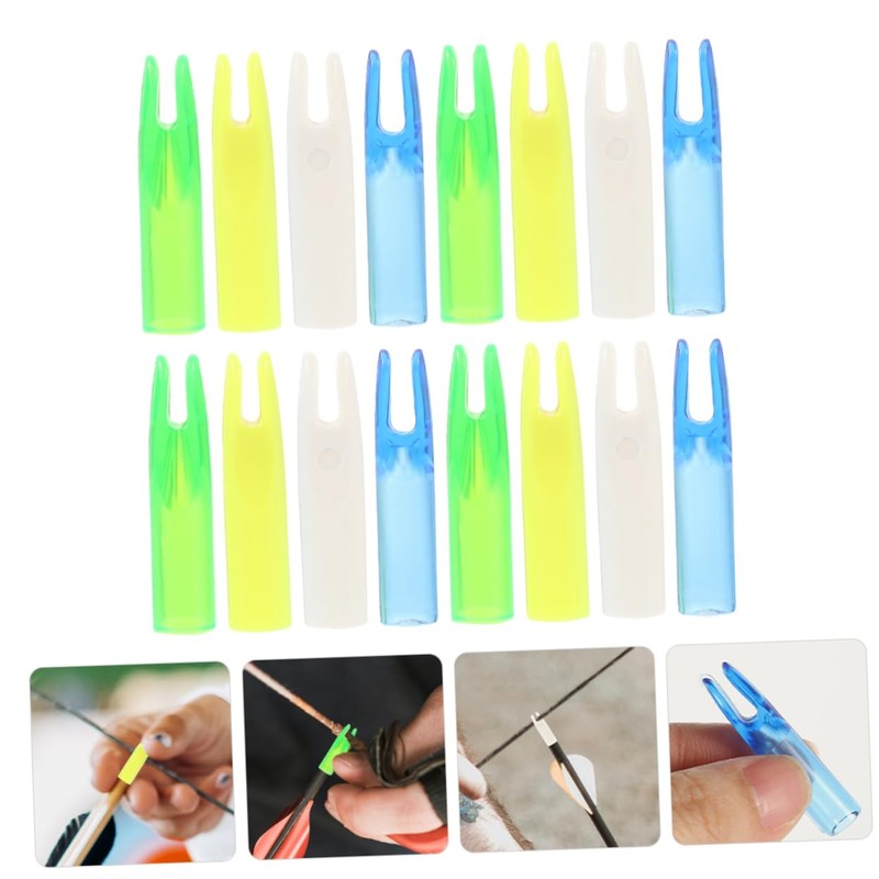 GRIRIW 16Pcs DIY Arrow Nocks Tails Transparent Blue Green White