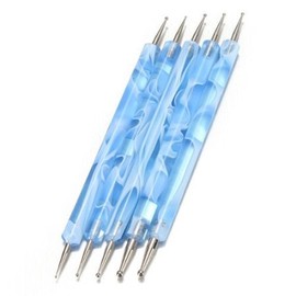 Restly(TM) Set of 5 Blue Swirl Double Ended Nail Art Dotting/Marbleizing Tools