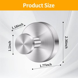 4 Pack Suction Cup Hooks, Removable Stainless Steel Drill-Free Heavy Duty Strong Suction, Reusable Waterproof Hooks for Bathroom Kitchen Mirror Tile Glass, Wall for Hanging Towels Keys