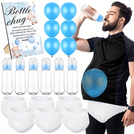 Ecation 6 Sets Blue Bear Bottle Chug Baby Shower Games Gifts Blue Bear Baby Shower Decorations Gender Reveal Plastic Babies Bottles Changing Diaper Party Race Game Decoration for Adults Boys Girls