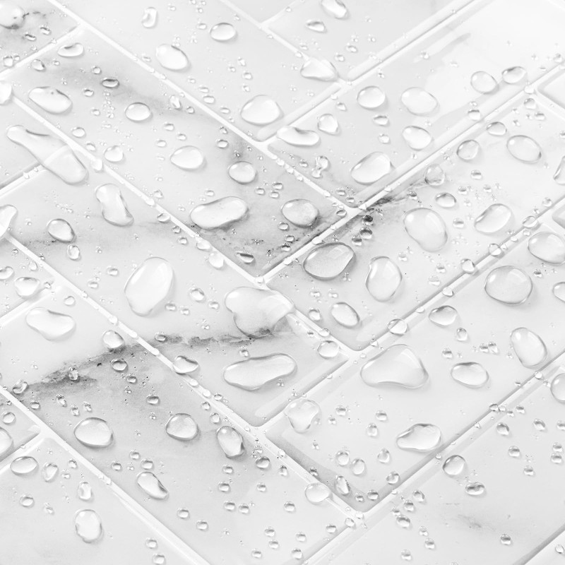 LaCheery 18 Tiles 12"x12" Marble Herringbone Peel and Stick Backsplash