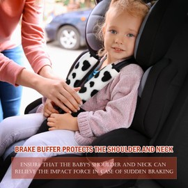 ROJEMXVE 2 Pack Seat Belt Cover Pad Soft Plush Car Seat Belt Pads Faux Sheepskin Love Covers Comfort Driving Cushion Strap Helps Protect Your Neck and Shoulders for Women Black