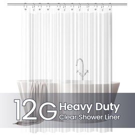 DOPROP Clear Bathroom Shower Curtains 12G Thick Heavy Duty See Through Shower Curtain Liners Anti Mould Proof Resistant Waterproof Transparent Shower Curtains Non Toxic Washable Easy Care,180x180CM