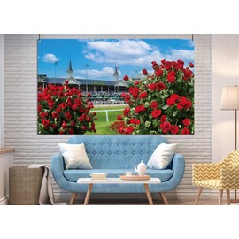 Nepnuser Kentucky Photo Booth Backdrop Churchill Downs Horse Racing Party Decoration Run for The Roses Indoor Outdoor Wall Decor (7×5ft)